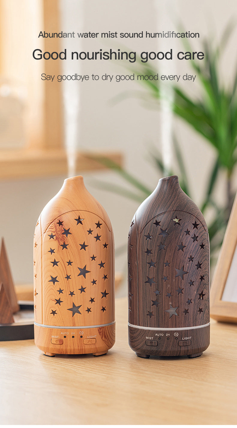 Intricately Crafted Wooden Texture Aromatherapy Essential Oil Diffuser - USB Powered