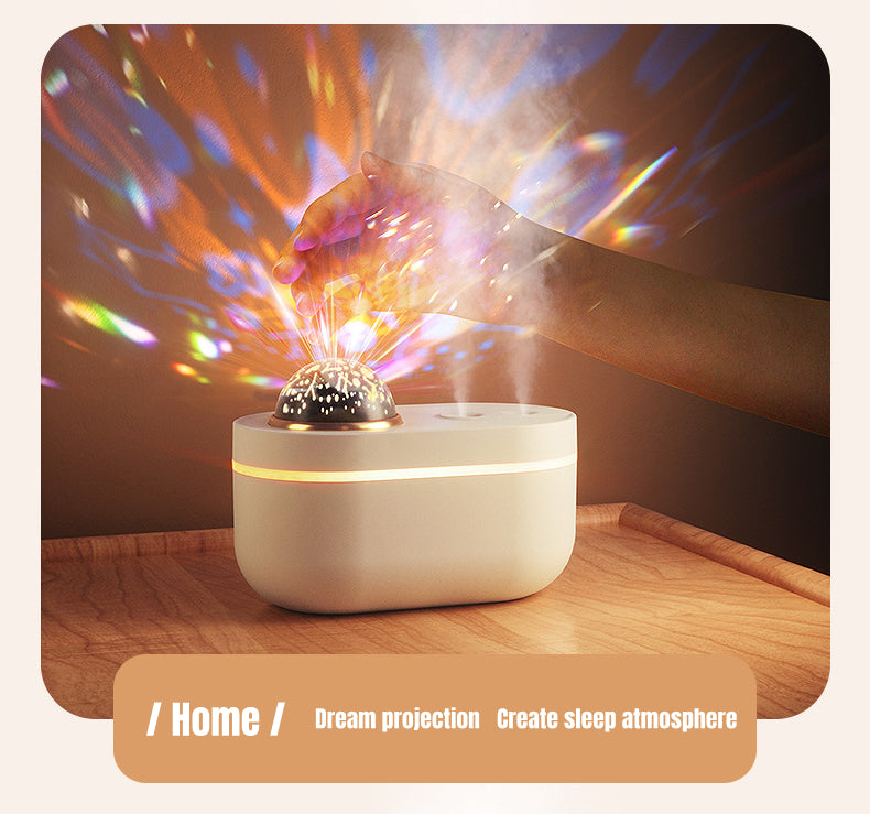 Colorful Romantic Projection Air Humidifier Lamp Essential Oil Diffuser - USB Charging